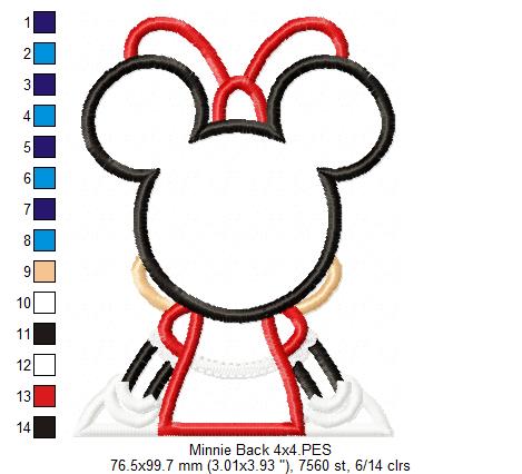 Minnie Mouse Back - Applique - Machine Embroidery Design