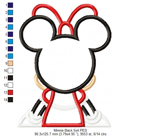 Minnie Mouse Back - Applique - Machine Embroidery Design