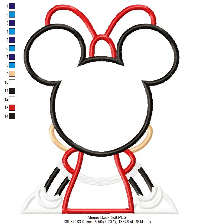 Minnie Mouse Back - Applique - Machine Embroidery Design