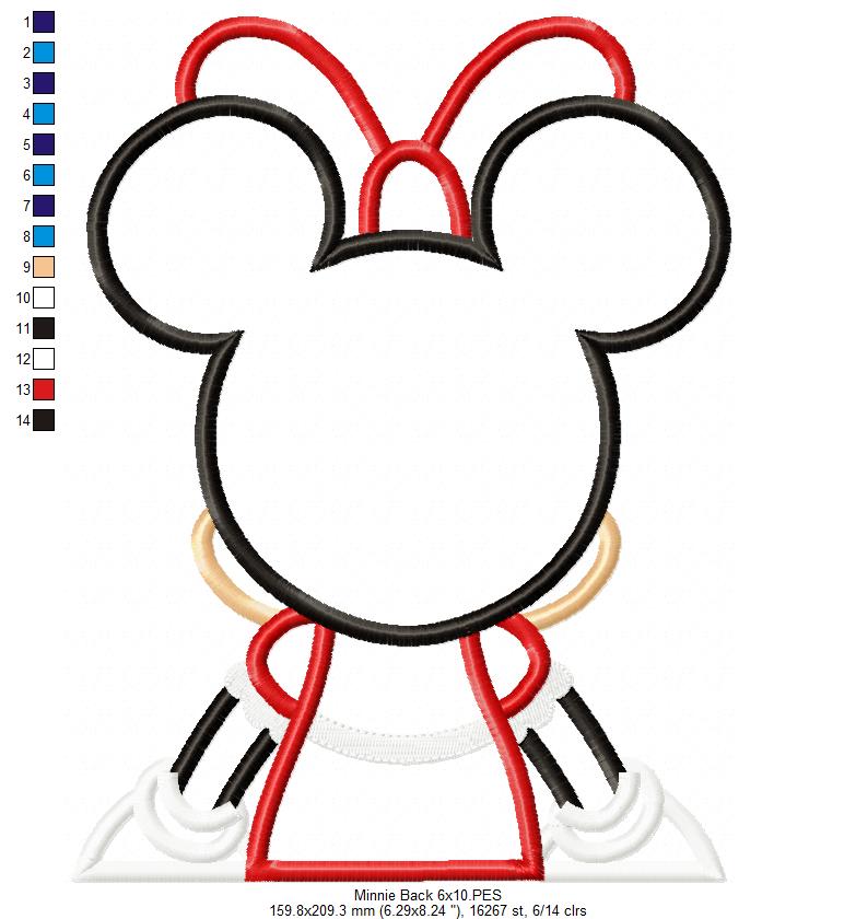 Minnie Mouse Back - Applique - Machine Embroidery Design