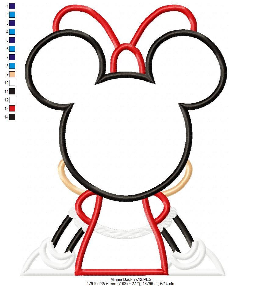 Minnie Mouse Back - Applique - Machine Embroidery Design