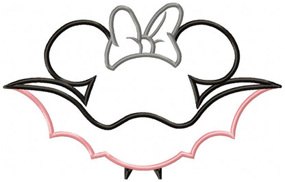 Mouse Ears Girl Bat - Applique Embroidery