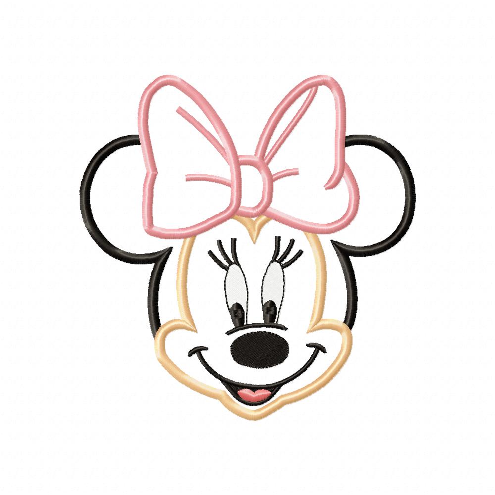 Minnie Mouse Big Bow Face - Applique - Machine Embroidery Design