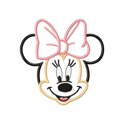 Minnie Mouse Big Bow Face - Applique - Machine Embroidery Design