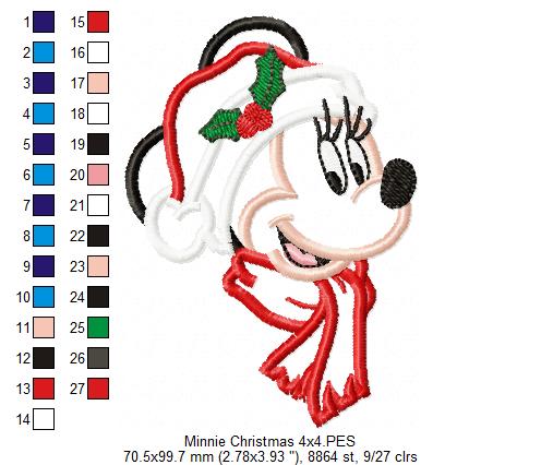 Christmas Mouse Ears Girl - Applique - Machine Embroidery Design