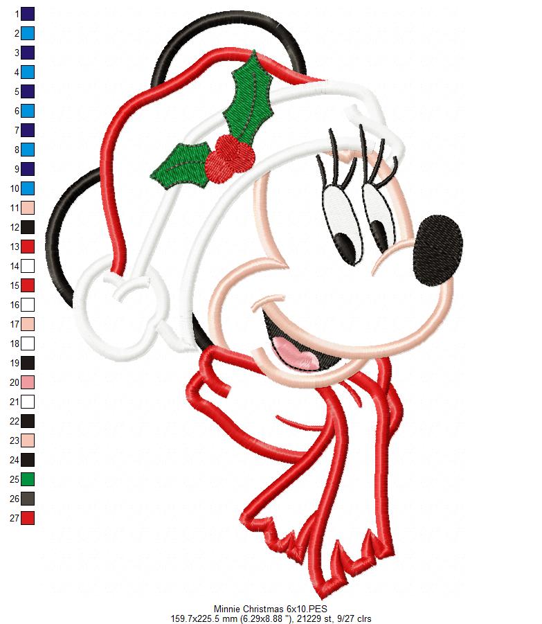 Christmas Mouse Ears Girl - Applique - Machine Embroidery Design