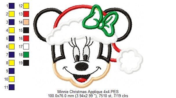 Mouse Ears Girl Christmas - Applique - Machine Embroidery Design