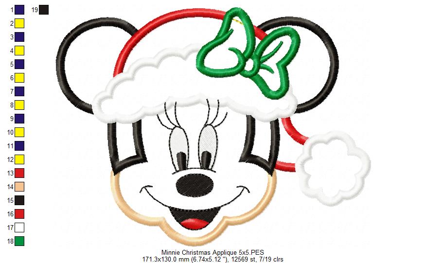 Mouse Ears Girl Christmas - Applique - Machine Embroidery Design