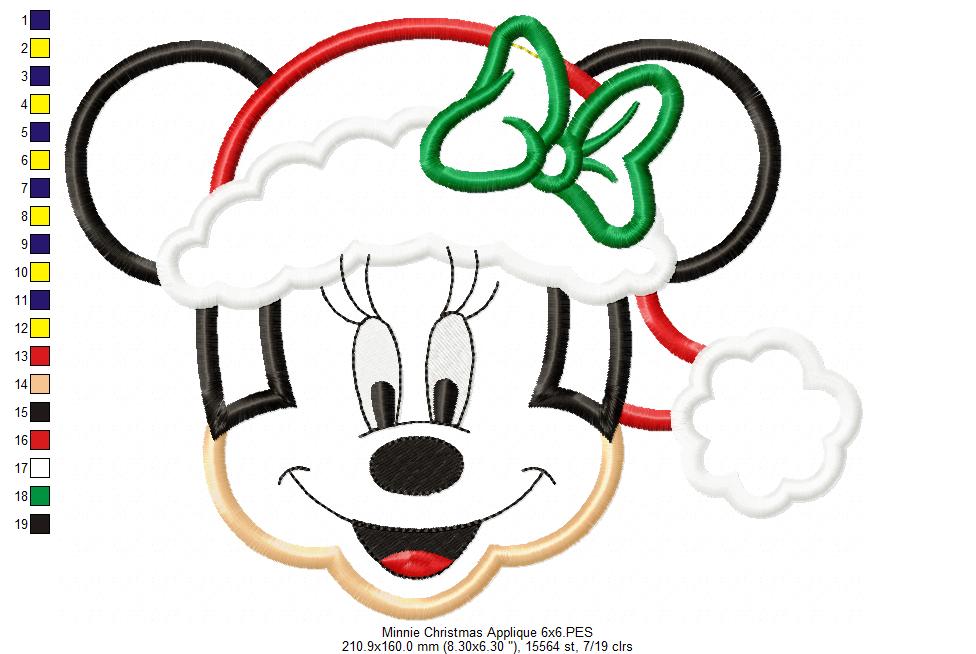 Mouse Ears Girl Christmas - Applique - Machine Embroidery Design