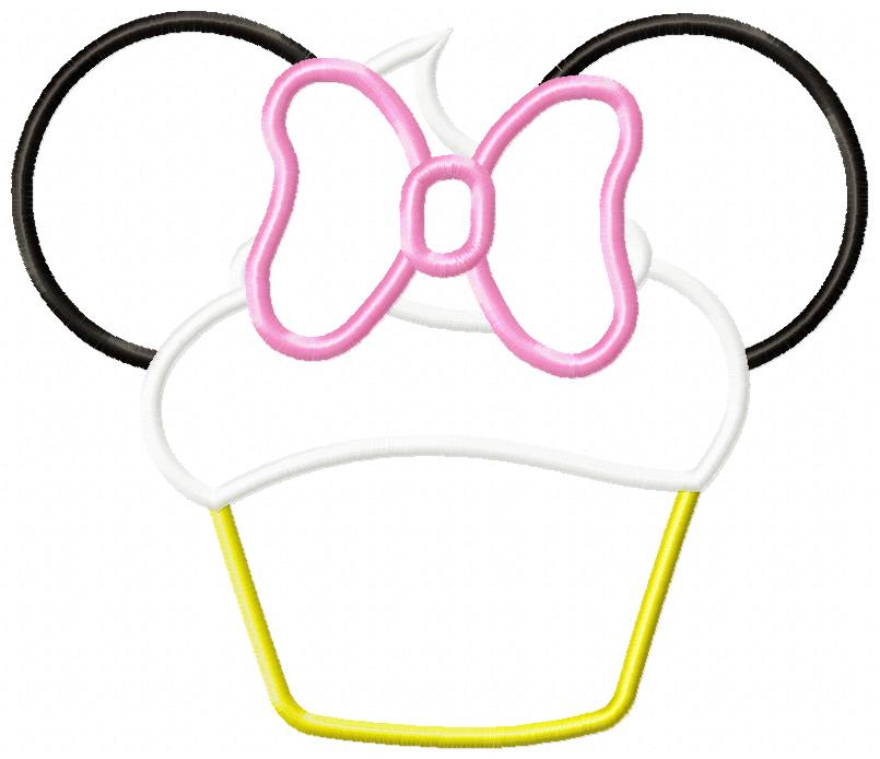 Mouse Ears Girl Cupcakes - Applique Machine Embroidery Design