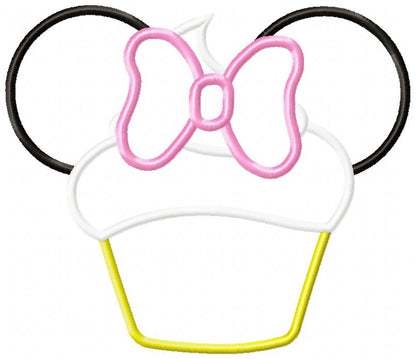 Mouse Ears Girl Cupcakes - Applique Machine Embroidery Design