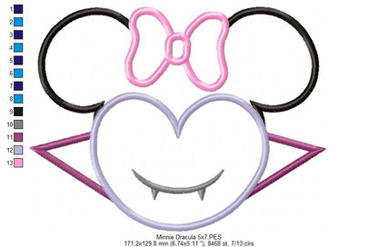 Mouse Ears Boy and Girl Dracula - Set of 2 Designs - Applique Embroidery