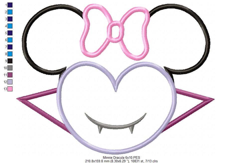 Mouse Ears Boy and Girl Dracula - Set of 2 Designs - Applique Embroidery