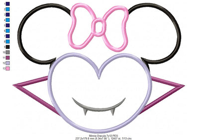 Mouse Ears Boy and Girl Dracula - Set of 2 Designs - Applique Embroidery