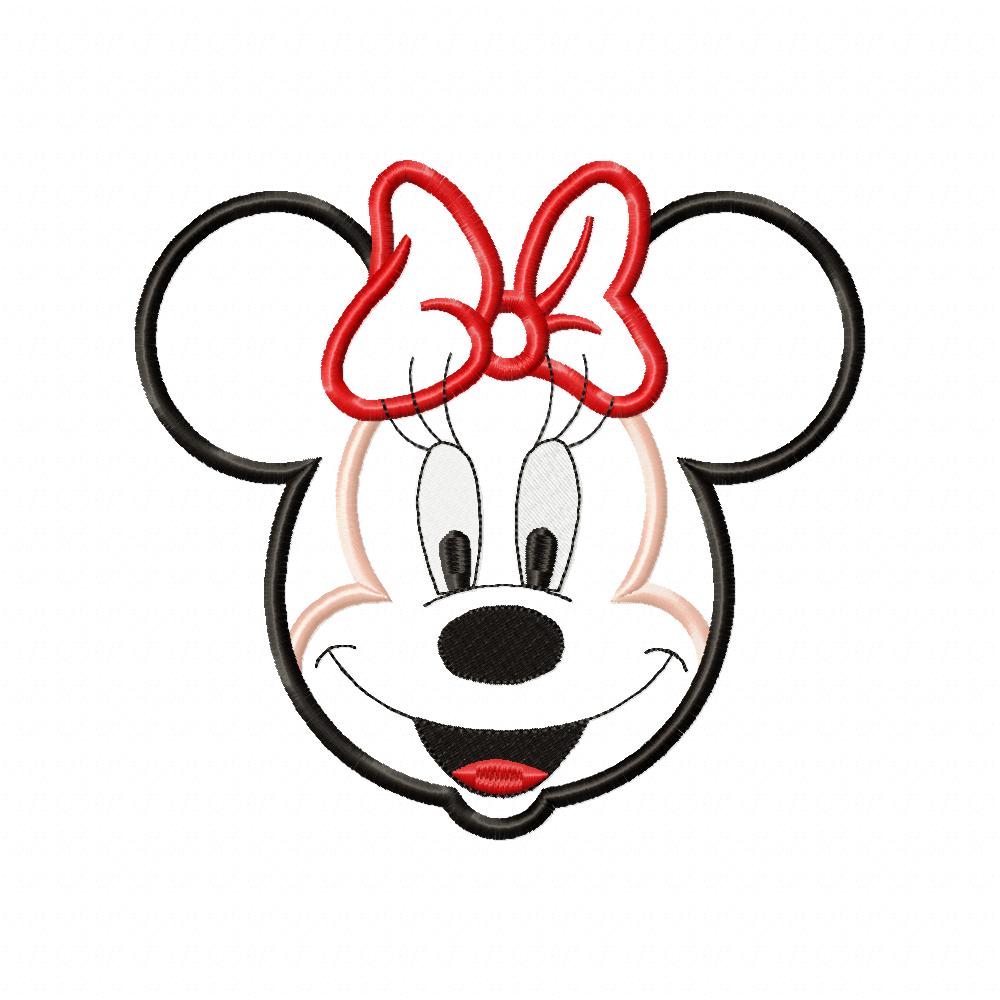 Minnie Mouse Face - Applique - Machine Embroidery Design