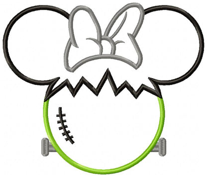 Mouse Ears Girl Frankenstein - Applique Embroidery