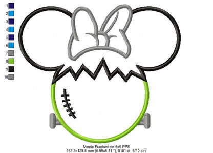 Mouse Ears Girl Frankenstein - Applique Embroidery