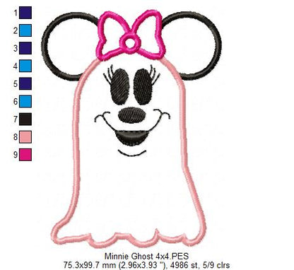 Mouse Ears Girl Ghost - Applique Embroidery