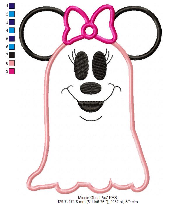 Mouse Ears Boy and Girl Ghost - Set of 2 Designs - Applique Embroidery