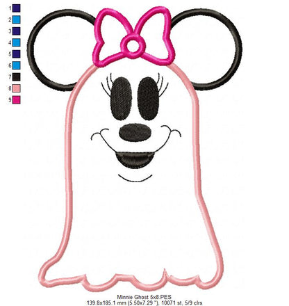 Mouse Ears Boy and Girl Ghost - Set of 2 Designs - Applique Embroidery