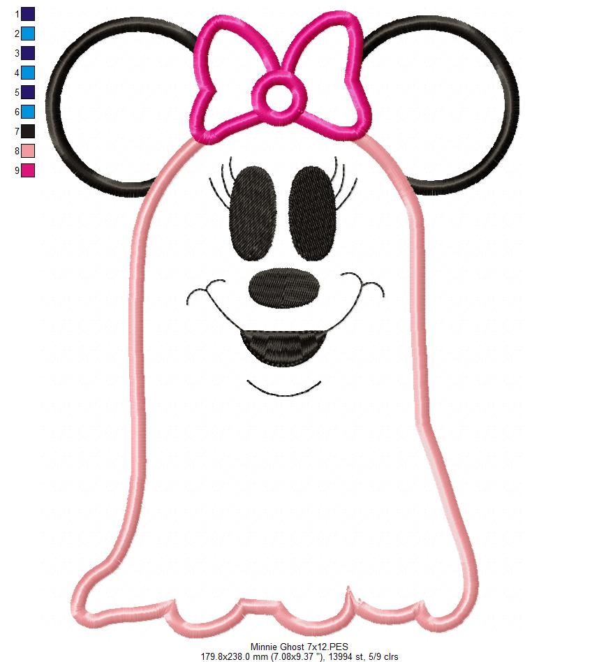 Mouse Ears Boy and Girl Ghost - Set of 2 Designs - Applique Embroidery