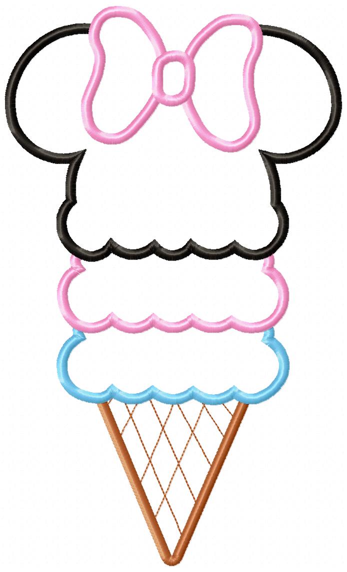 Mouse Ears Girl Summer Ice Cream - Applique - Machine Embroidery Design
