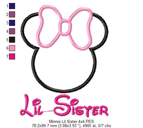 Siblings Mouse Ears Girl - Set of 3 Designs - Applique Embroidery