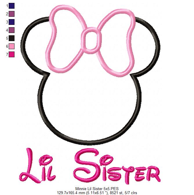 Siblings Mouse Ears Girl - Set of 3 Designs - Applique Embroidery
