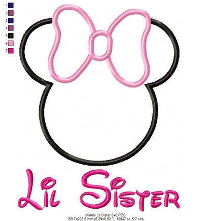Siblings Mouse Ears Girl - Set of 3 Designs - Applique Embroidery