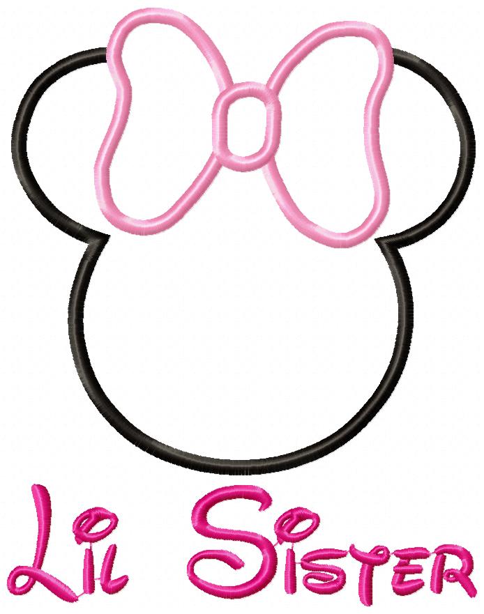 Mouse Ears Girl Lil Sister - Applique Embroidery