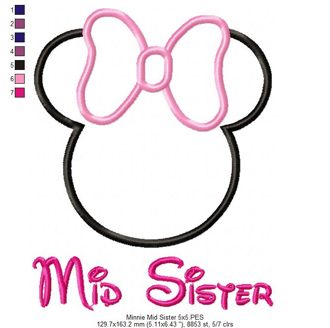 Siblings Mouse Ears Girl - Set of 3 Designs - Applique Embroidery