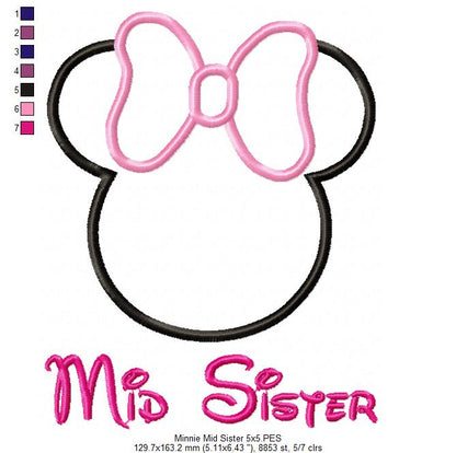 Siblings Mouse Ears Girl - Set of 3 Designs - Applique Embroidery