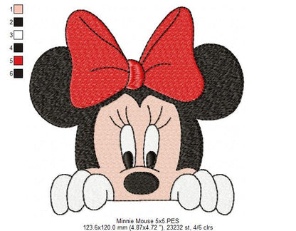 Mouse Girl Looking Over - Fill Stitch - Machine Embroidery Design