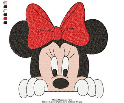 Mouse Girl Looking Over - Fill Stitch - Machine Embroidery Design