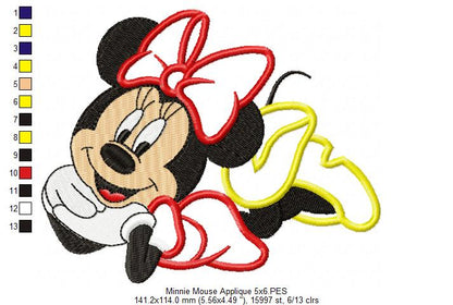 Mouse Girl Posing for a Photo - Applique Embroidery
