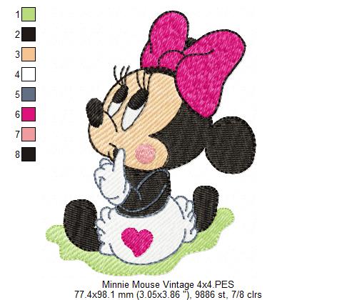 Sweet Vintage Minnie - Fill Stitch - Machine Embroidery Design