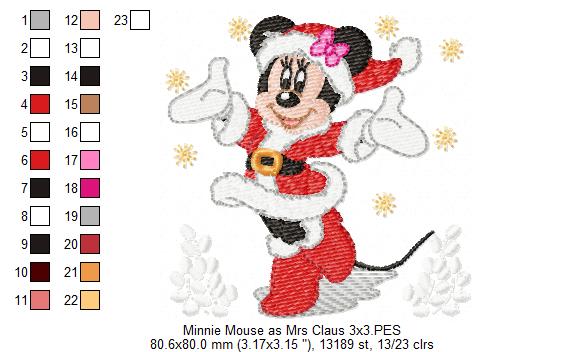 Mouse Ears Girl Christmas - Fill Stitch Machine Embroidery Design