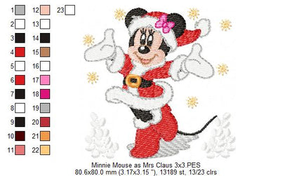Mouse Ears Girl Christmas - Fill Stitch Machine Embroidery Design