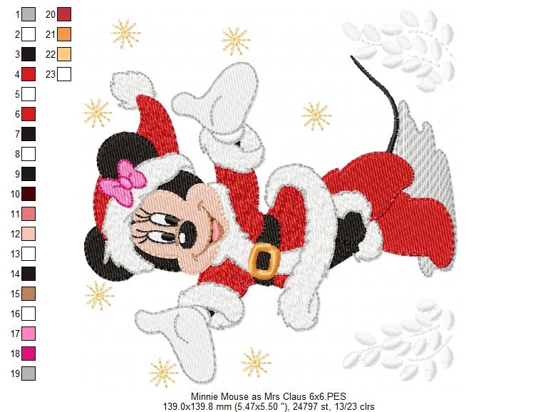 Mouse Ears Girl Christmas - Fill Stitch Machine Embroidery Design