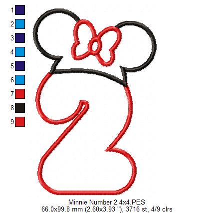 Mouse Ears Girl Hat Number 2 Two 2nd Birthday - Applique