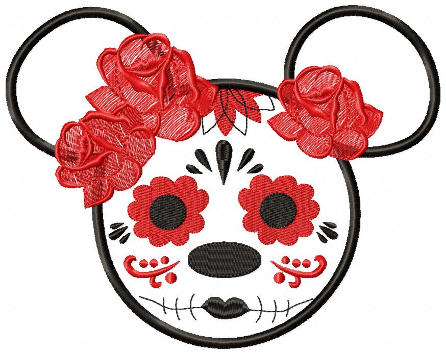 Mouse Girl Sugar Skull - Applique Embroidery