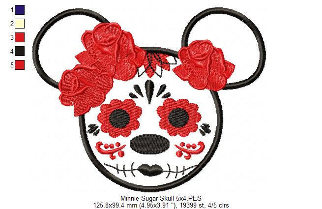 Mouse Girl Sugar Skull - Applique Embroidery