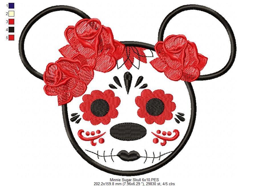 Mouse Girl Sugar Skull - Applique Embroidery