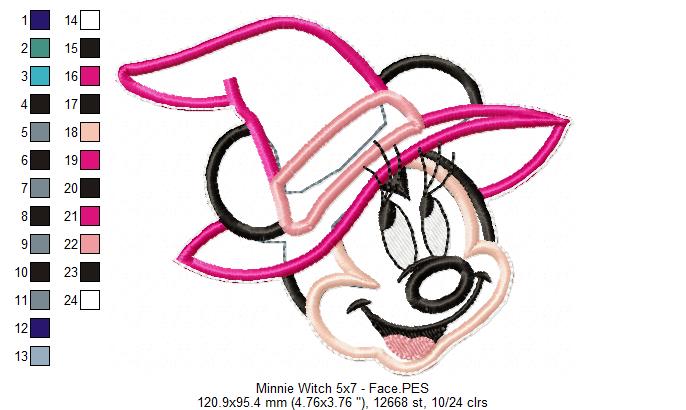 Minnie Witch - ITH Project - Machine Embroidery Design