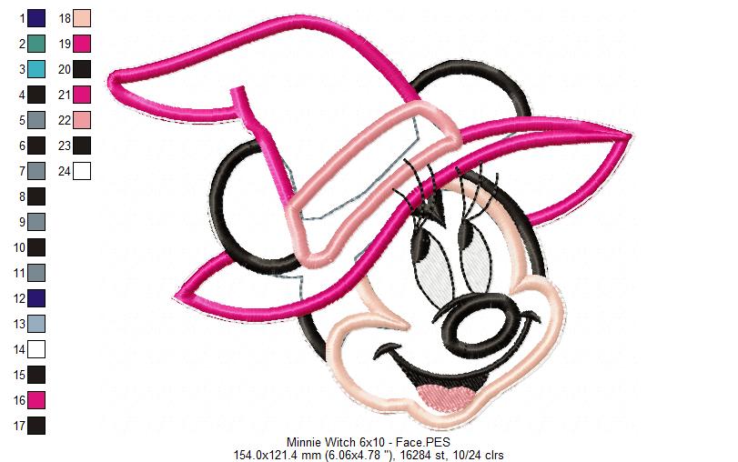 Minnie Witch - ITH Project - Machine Embroidery Design