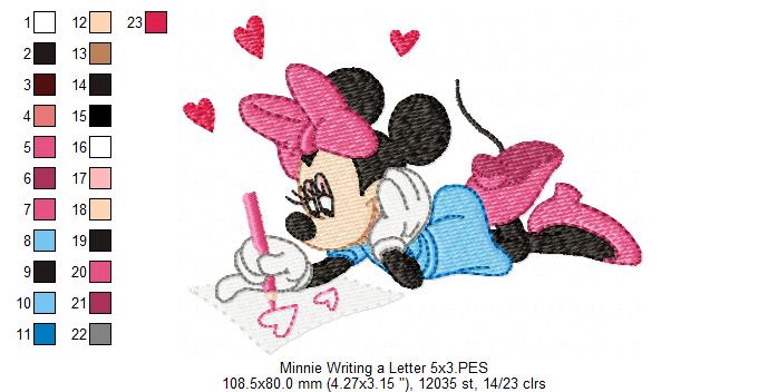 Mouse Girl Writing a Love Letter - Fill Stitch - Machine Embroidery Design