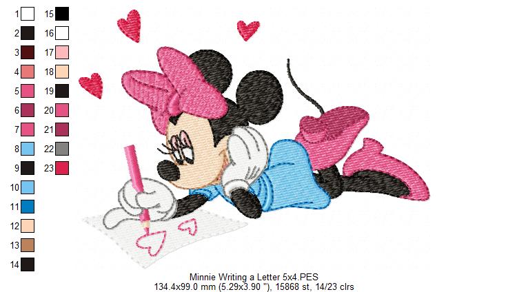 Mouse Girl Writing a Love Letter - Fill Stitch - Machine Embroidery Design