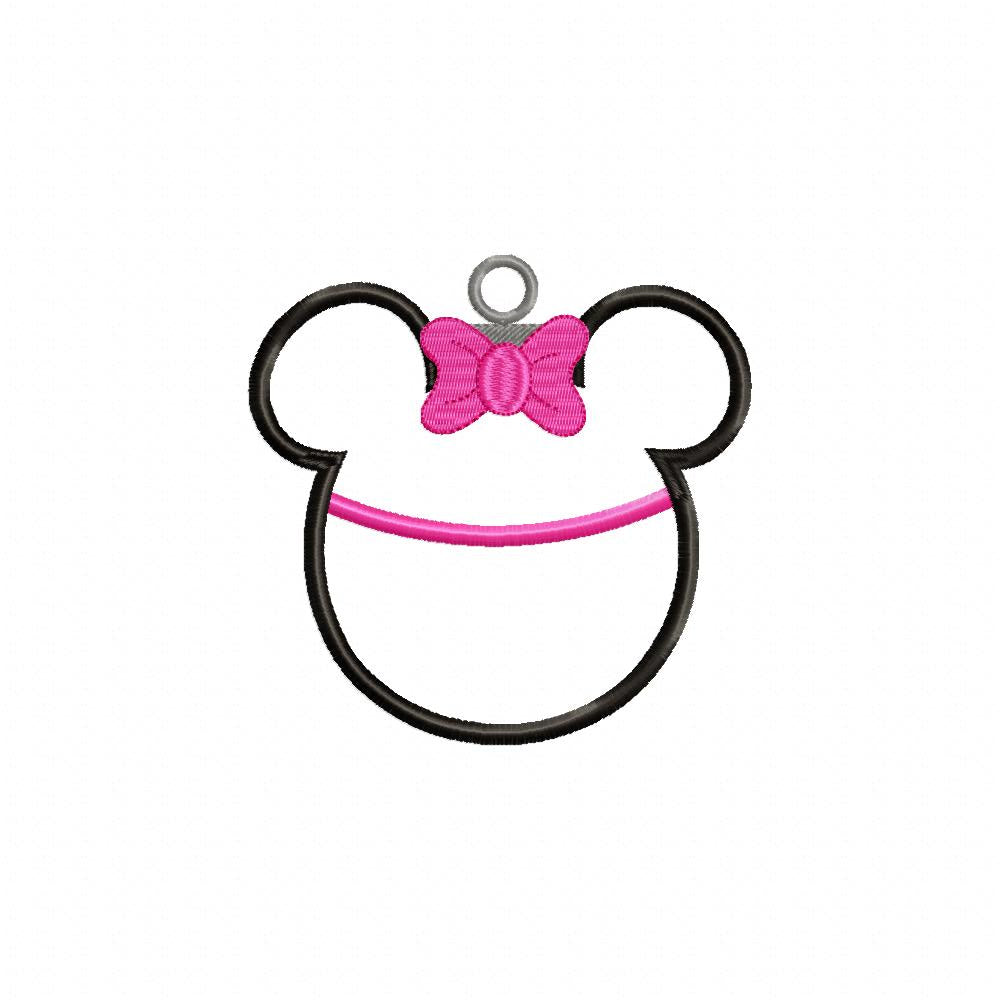 Minnie Christmas Ornament - Applique - Machine Embroidery Design