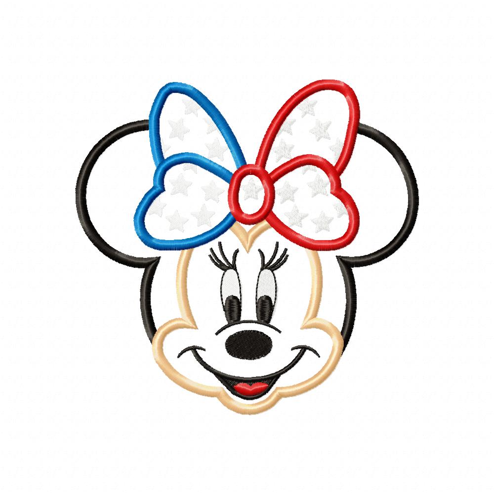 4th of July Mouse Ears Girl - Applique - Machine Embroidery Design