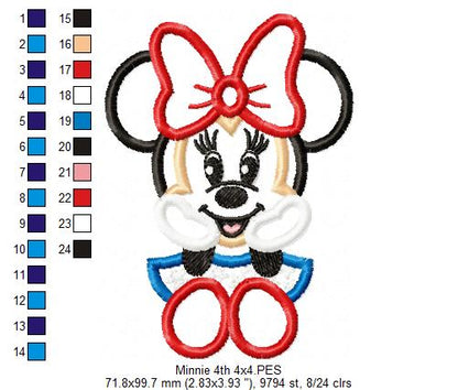 4th of July Mouse Girl - Applique - Machine Embroidery Design